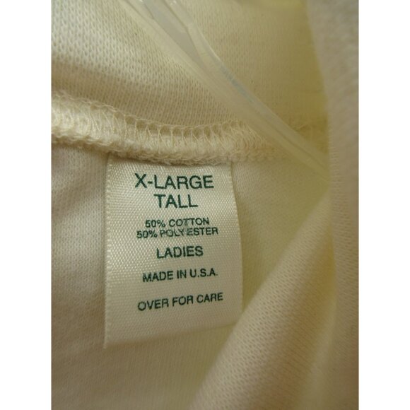 VINTAGE LL Bean Top XL Tall Cream Turtleneck Shirt T Tee 90s USA - Picture 9 of 10